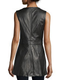 Leather Waistcoat Jumper, Noir