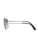 Metal & Enamel Square Sunglasses, Black