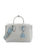 Milla Medium Leather Tote Bag, Whisper Gray