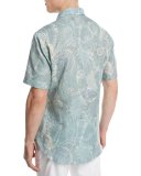 Large Paisley Short-Sleeve Sport Shirt, Green