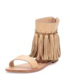 Lark Tassel Leather Sandal, Wheat