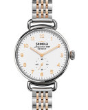 38mm Canfield Watch with Bracelet Strap, Silver/Rose Golden