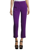 Flat-Front Cady Capri Pants, Purple