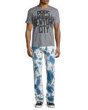 Demon Bleached Slim Denim Jeans, Dark Indigo