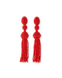 Long Beaded Tassel Clip-On Earrings