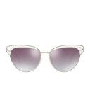 Josa Mirrored Cat-Eye Sunglasses, Silver
