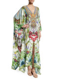 Embellished Caftan w/Split Front & Sleeves, Exotic Hypnotic