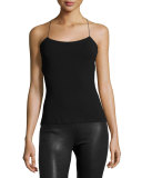 Strappy Cross-Back Cutout Camisole, Black