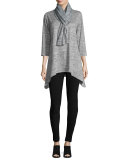 3/4-Sleeve Brushed Knit Sweater, Mist