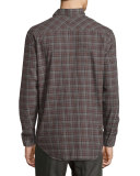 John Plaid Oxford Shirt, Gray/Brown