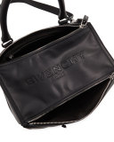 Pandora Medium Debossed Leather Satchel Bag, Black