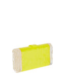 Lara Acrylic Backlit Clutch Bag, Acid Yellow/Nude