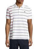 Irregular-Stripe Polo Shirt, White