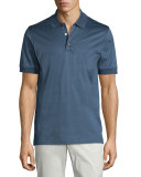 Heathered Knit Polo Shirt, Blue