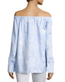 Amy Floral-Print Off-the-Shoulder Chambray Blouse, Multi