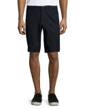 Flat-Front Linen Shorts, Navy