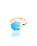 Large Bouton Swiss Blue Topaz Cabochon Ring, Size 7/54