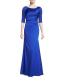 Half-Sleeve Bateau-Neck Mermaid Gown
