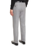 Super 150s Flannel Flat-Front Trousers, Light Gray