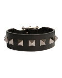 Men's Rockstud Camo Leather Bracelet, Black