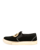Queen Velvet Skate Sneaker, Noir
