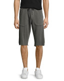 Mesh-Sides Drawstring Sweat Shorts, Concrete