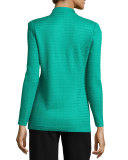 Textured Gold-Button Jacket, Petite 
