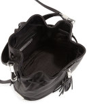 Cynnie Lamb Tassel Mini Bucket Bag, Black