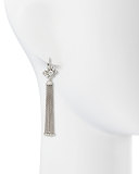 18k White Gold Round, Pear, & Pave Diamond Earrings with Detachable Tassel