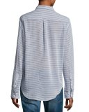 The Boyfriend Shirt, Stripe Chambray (Indigo)