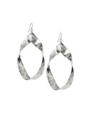 Twisted Rhodium-Plated Hoop Earrings