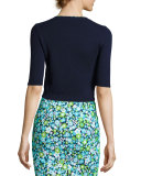 Cashmere Half-Sleeve Shrug, Navy