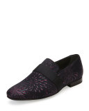 Firework-Print Slip-On Shoe, Black/Red/Silver