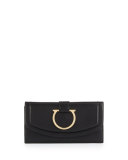Gancio Leather Saddle Wallet, Nero