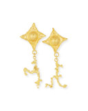 22K Gold Pointes & Dangling Figure Earrings