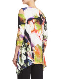 Cold-Shoulder Alfresco-Print Tunic Top, Petite