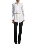 Foulard Fil Coupé French-Cuff Blouse, Cream