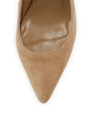 Angelynn Suede Ankle-Wrap Pump, Gesso