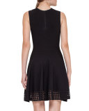 Sleeveless Lace-Trim Fit-&-Flare Dress, Black