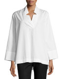 Ascoli Long-Sleeve Boxy Cotton Tunic, White