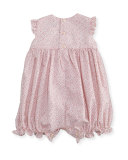 Sleeveless Floral Bubble Romper w/ Sun Hat, Pink, Size 3-24 Months