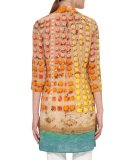 Riviera-Print Zip Silk Tunic, Multi