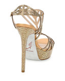 Neo Classic Strass Platform Sandal, Oro/Sunshine