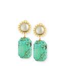 Pyrite & Turquoise Drop Earrings