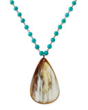 Turquoise Beaded Necklace with Horn Teardrop