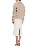 Fontaine Crossover Sweater, Light Taupe Melange