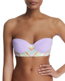 Rainbow Embroidered Bustier Underwire Swim Top