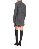 Cable-Knit Turtleneck Wool-Blend Sweater, Charcoal
