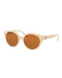 Rounded Logo-Temple Plastic Sunglasses
