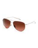 Francisco Polarized Aviator Sunglasses, Rose Gold